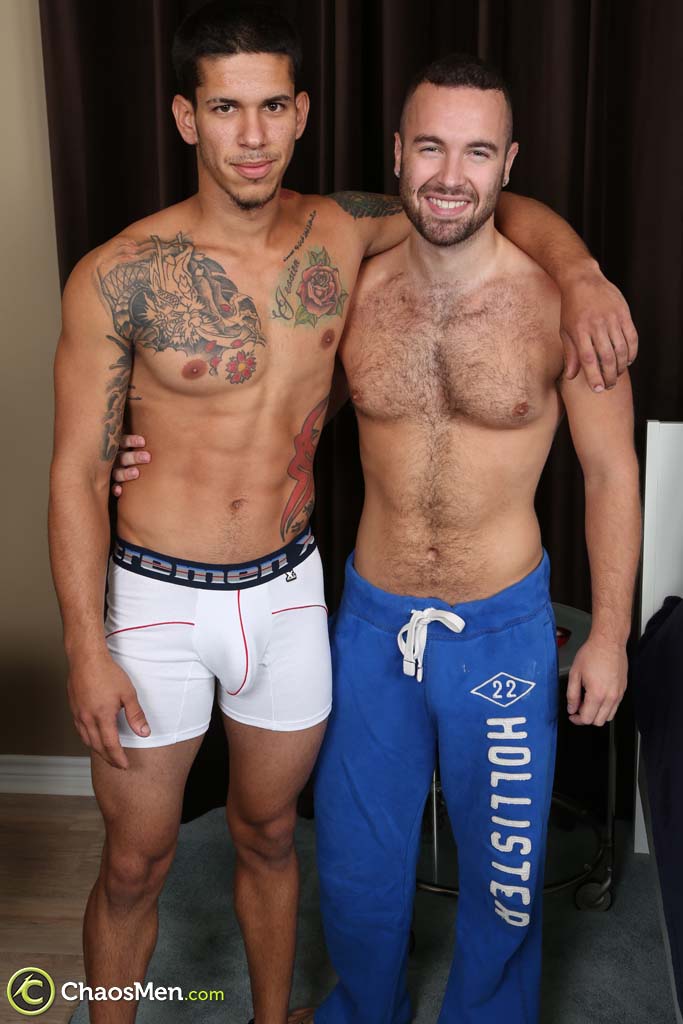 Tall tattooed gay Latino Amador bangs hairy Noah Riley in the ass  