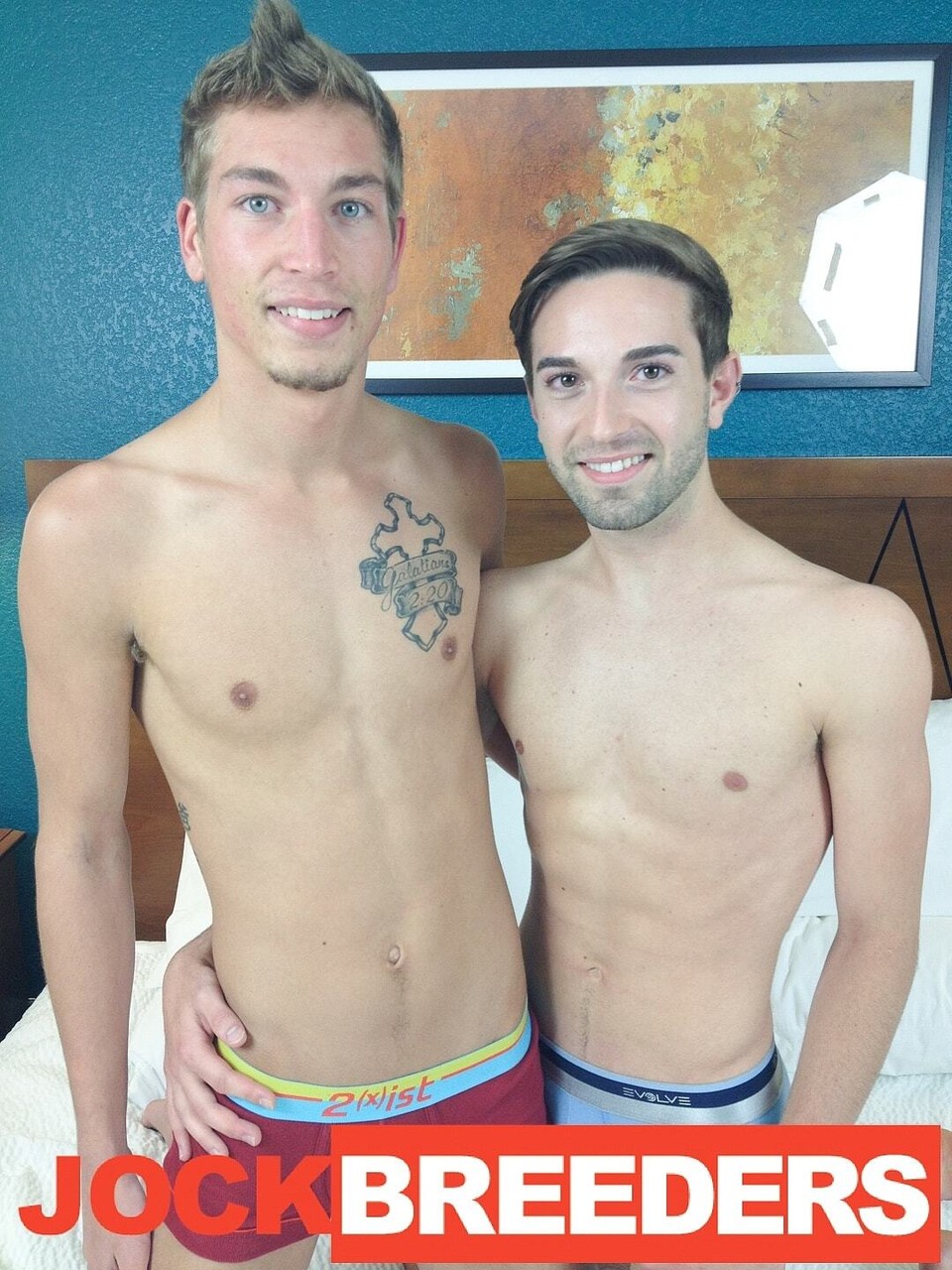 Naughty slim gay jocks Adrian Owens and Garrett Hunter fill each others anus  